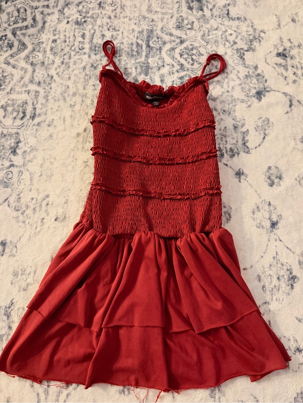 Urban Outfitters Red Smocked Tiered Sundress